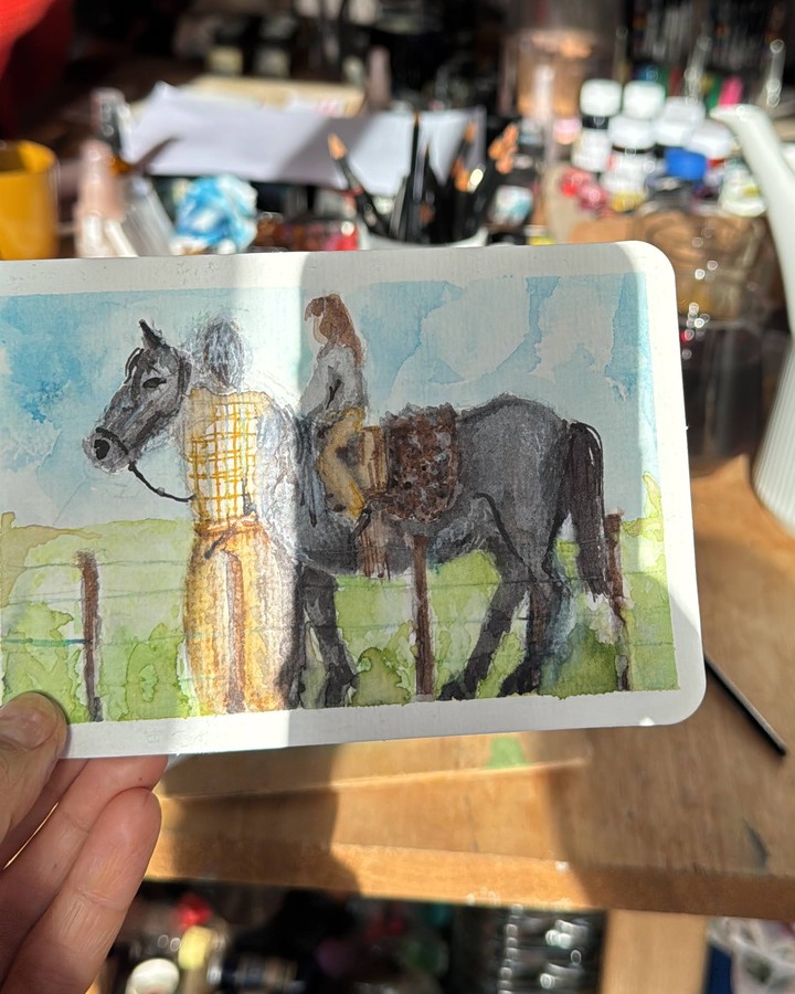 Jinete y caballo, en la mano.